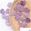 Charmes Avec Trou Pierre De Cristal Naturel 10Mm Forme De Coeur Améthyste Rose Quartz Pendentif Pour Diy Chakra Collier Bijoux Accessoires Dro Dho96