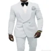 2020 Custom Made Ivory Jacquard Groomsmen Groom Tuxedos podwójnie piersi mężczyźni Suits Wedding Man Blazer 2 sztuki kostium Homme2732