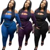 Survêtements grande taille pour femmes tenue sexy Clubwear deux pièces ensemble femmes dos nu hors épaule haut et pantalon moulant vêtements goutte en gros 230721