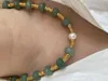 Ketten Mode handgemachte Naturstein grüne Aventurin Perlen barocke Perlenkette für Frauen Schmuck einzigartiges Design Tropfen