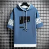 Men s Hoodies Sweatshirts Japan Style Fashion Streetwear Short Sleeve Hooded Men Casual Harajuku Prints Clothing 230721