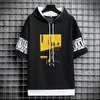 Men s Hoodies Sweatshirts Japan Style Fashion Streetwear Short Sleeve Hooded Men Casual Harajuku Prints Clothing 230721