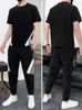 Erkek Trailtsits 2023 2 Parça Setleri Plus Boyut Trailsuit Street Giyim Moda Patchwork T-Shirts Pants Hızlı Kuru Ter Takas 8xl