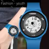 Digital Watch Women Mens Watches Fashion Creative Screen PU Slim Wristband Teens Student Digital Wrist Watches Reloj Mujer Clock