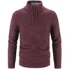 Mannen Truien Winter Dikke Gebreide Fleece Trui Mannen Effen Rits Mock Hals Truien Slim Fit Gebreide Mannelijke Causale Sweaterscoat