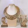 Boucles d'oreilles de collier Set Wifts pour femmes plaqués en or rond Bracelet Bracelet