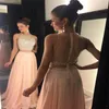 2017 Nowe eleganckie fałszywe dwa kawałki szyfonowe długie sukienki na studniówkę Sheer Tiul Bade Stones na najwyższym piętrze Formalne sukienki wieczorowe 262r