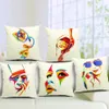 Abstrait coloré peinture femmes visage lin housse de coussin taie d'oreiller maison Art décor Almofadas 18 18 pouces coussin chambre canapé Deco2737