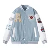 Erkek Ceketler Amerikan Retro Kürklü Bir Mektup İşlemeli Ceketler Ceket Erkekler Y2K Street Hip Hop Trend Beyzbol Üniforma Çift Sıradan Gevşek Ceket 230721