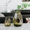 Vazen van glas in de woonkamer zijn eenvoudige en moderne transparante vloerornamenten.