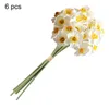 Decorative Flowers 6Pcs Artificial Flower Eco-friendly Simulation Anti-fade Fabric Narcissus Bouquet For Home