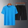 Men's Tracksuits 2 Pack Sport Suits Quick Dry Training Running Pantsuit And T-shirt Set