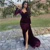 2021 Arabic Evening Dress Sweeteart Long Sleeve Sexy Mermaid Prom Gown Plus Size Velvet Mother of the Bride Party Dress267C