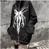 Herren Hoodies Sweatshirts Männer Punk Muster Gedruckt Reißverschluss Band Mit Kapuze Sweatshirt Jacke Hip Hop Casual Übergroße Hoodies Mantel Streetwear Herbst Paare 230721