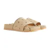 luxe designer dames heren flatform canvas glijbaan sandaal platte top kwaliteit geborduurde pantoffel zomer zwembad platform vrijetijdsschoen sliders rubber strand muilezel maat 35-42