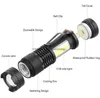 LED-Taschenlampe, seitliche COB-Lampe, 8000 Lumen, helle Outdoor-Reit-Reise-Taschenlampe, zoombare Taschenlampen, 4 Lichtmodi für 18650-Akku