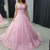 Różowy tiul quinceanera sukienki ograniczone v desik vestidos de novia applique koronka linia Princess Sweet 16 Prom Women Bride suknie 237e