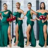 2021 Sexy Side Split Sereia Vestidos de Baile Deco Art Inspirado Pescoço Cetim Vestido Dama De Honra Especial Festa Vestidos De Noite Vestidos De 239m