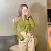 Женская футболка Avocado Green Halter Tops Tops Women Sexy Slim Fit Fit Fit Fit Fit Fit Split Oversleeve Y2K E-Girl Двух кусочков 230721