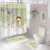 4 st badrum duschgardin set vattentät sjöjungfru tecknad badgardiner europeisk stil tryck u markmatta täckning 180x180 cm till266u