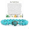 Beaded Summer Beach Sea Turtle Card Turquoise Beads Bracelet For Women Rose Quartz Pink Stone Elastic Friendship Jewelry Gifts Drop Dhl9X