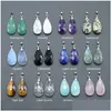 Charms Faceted Waterdrop Stone Natural Rose Quartz Crystal Pendant Energy Healing Yoga Gift Wholesale Drop Delivery Jewelry Findings Dhszb