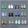 Charms Facet Waterdrop Stone Natural Rose Quartz Crystal Hanger Energy Healing Yoga Gift Groothandel Drop Delivery Sieraden bevindingen Dhszb