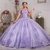 Elegant Light Purple Princess Ball Gown Quinceanera Dresses Puffy Off Shoulder Appliques Sweet 15 16 Dress Prom Pageant Gowns Vest269k