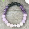 MG0958 DAINTY HEMATITE BEADED BRACELET NATURAL GEMSTONE STACKING BRACELETS CRYSTALストレッチEMF保護ブレスレット293R