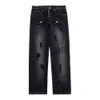 Herren Shorts American Retro Y2k High Street Hiphop Splashed Ink Stickerei Jeans Washed Old Alle passenden geraden Hosen 230721