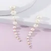 Stud NINGW bijoux coréens élégants perles simulées longues boucles d'oreilles pour femmes Vintage blanc rond perle cadeau de mariage 230721