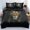 Organizasyon Black Lion Nevresim Kapak Yatak Yatağı Yastığı Üç Yatak Seti