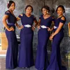Robes de demoiselle d'honneur filles noires sud-africaines mancherons pays jardin fête de mariage formelle invité demoiselle d'honneur robes plus la taille Cu2464