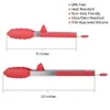 Brosses Lmetjma Pinces de cuisine Pince à barbecue en acier inoxydable résistant à la chaleur avec embouts en silicone et conception de support pour gril à salade Kc0254