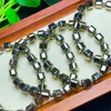 Strand 7.6mm Natural Pyrite Sugar Cubes Beads Elastic Line Stretch Beaded Bracelet Healing Fashion Man Woman Jewelry Gift 1pcs