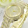 Acier inoxydable Hommes Femmes Montres De Mode Brillant Plein Diamant Date Montre À Quartz Unisexe Montres Bing Bling Hanche Hanche Montre-Bracelet G2583