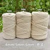 Kudde 3mm 4mm 5mm 6mm Rame Twisted String Cotton Cord For Handmade Natural Beige Cords Diy Home Wedding Accessories Gift