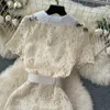 Robes décontractées de base piste creux à crochet en dentelle robe d'été femme broderie de luxe créateur midi vestidos de fiesta 2024