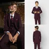 Dark Red Boys Tuxedo Boys Dinner Suits Boys Formal Suits Tuxedo for Kids Tuxedo Formal Occasion Suits For Little Men Three Pieces277p