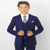 Boy's Tuxedos Wear Toddler Suits Set Kids Navy Slim Fit Suit Weddings Party Custom Made Jacket Pants Vest Boy's F2134