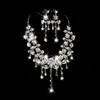 Funkelnde Bling-Kristalle, Diamant-Halsketten-Schmucksets, Braut-Ohrringe, Strass-Kristall, Party, Hochzeit, Accessoires281q