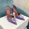 Amina Muaddi Sandals Luxury Designer Dress Shoes Bowknot Crystal Diamond Decoration TransparentPVCワインカップヒール