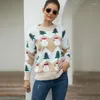 Women's Sweaters Fall/Wter 2023 Style Christmas Sweater Tree Snowman Pullover Knit Woman Pink Blue Red Women Sueter Mujer