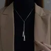 チョーカートライアングルセーターチェーン女性ウィンターメタルロングネックレス幾何学的調整可能なプルチェーン女性ジュエリーのネックレス