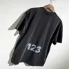 T-shirts pour hommes RRR123 Vintage lavé décontracté polyvalent imprimé t-shirts surdimensionné T-shirt Streetwear haut court femme vêtements vêtements