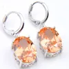 10prs Tuckyshine Classic Fashion Fire Oval Morganite Cubic Zirconia Gemstone Silver Dangle Earrings For Holiday Wedding Party244T