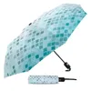 Paraplu's Blauw Vierkant Gradiënt Volautomatische paraplu voor buiten Kinderen Volwassenen Bedrukt Opvouwbaar Acht strengen