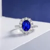 Rings Oevas 100% Sterling Sier 7*9mm Oval Sapphire Wedding Rings for Women Sparkling High Carbon Diamond Party Fine Jewelry Gift