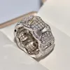 Cluster Rings 18K White Gold Jewelry Ring Women Origin Natural Moissanite Gemstone Pave Setting Engagement Box Men266O