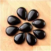 Charms With Hole Natural Crystal Stone Water Drop Shape Pendant Amethyst Rose Quartz Obsidian For Necklace Jewelry Acc Making Delive Dhtq1